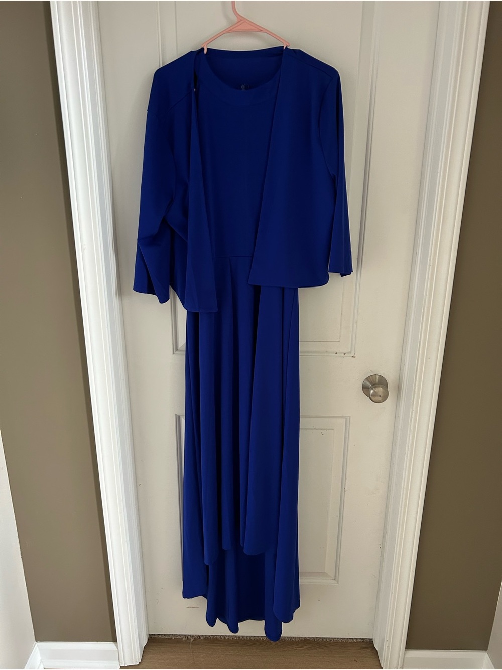 Elegant Royal Blue Women's Dress with Matching Jacket